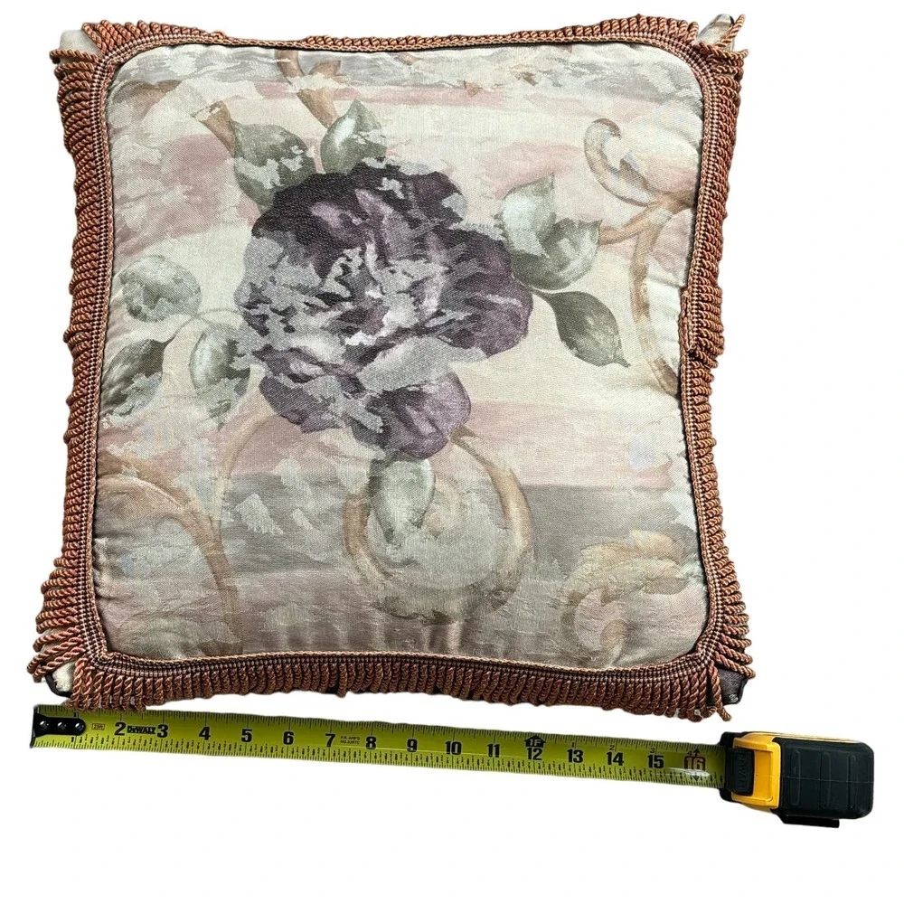 Vtg Croscill Throw Decor‎ Pillow Set Chambord Cassis Purple Floral Fringe